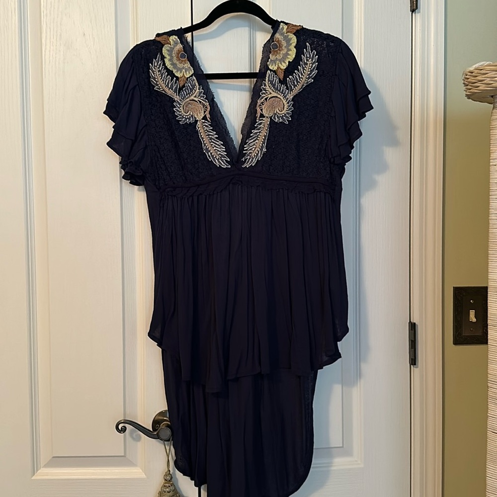Free People Nueva Fiesta Boho Hi-Lo Top, Sz M, NWOT